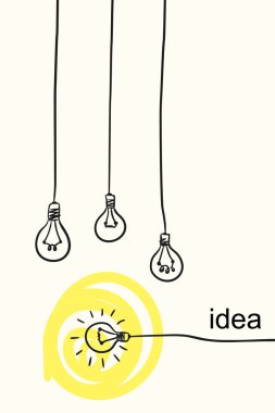 çizilmiş ampuller ile metin el 