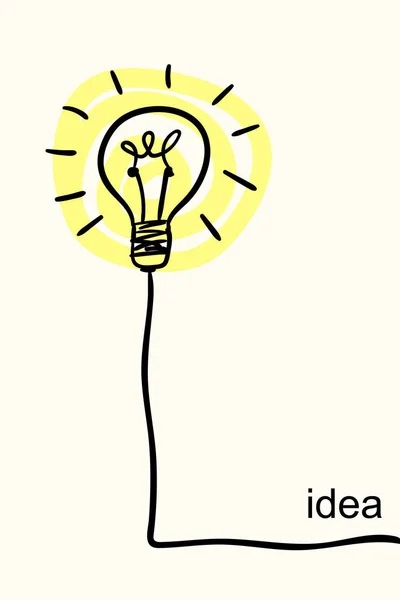 Ampoule dessinée à la main sur fil — Image vectorielle