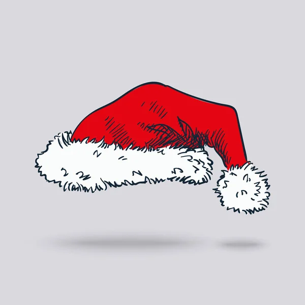 Elle çizilmiş Noel Baba şapkası — Stok Vektör