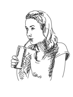 İçme kadın taslağını