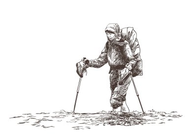 trekking kadın geçerken Nehri