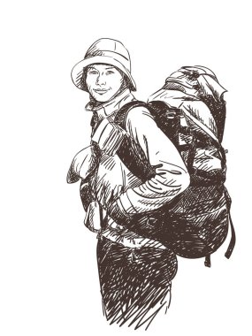 mutlu kadın backpacker