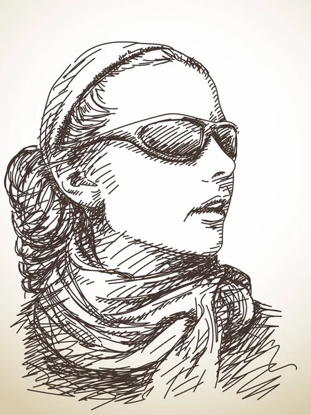 Portrait de jeune femme en lunettes de soleil — Image vectorielle