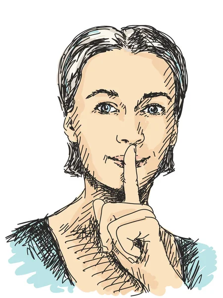 Mulher fazendo gesto silencioso —  Vetores de Stock