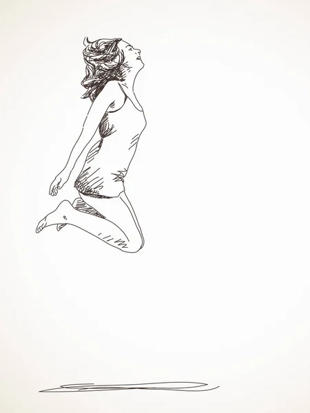 Skizze einer springenden Frau — Stockvektor