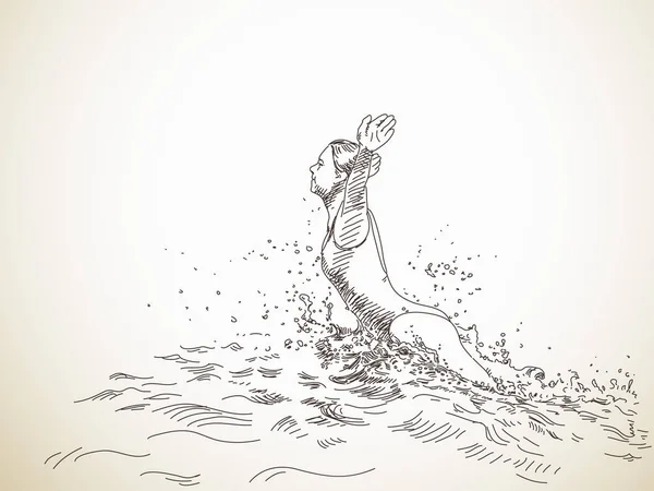 Femme jouant dans l'eau — Image vectorielle