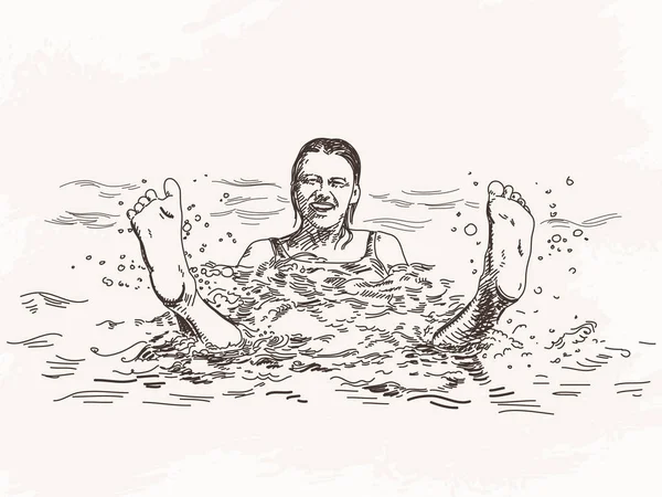 Mujer jugando en el agua — Archivo Imágenes Vectoriales