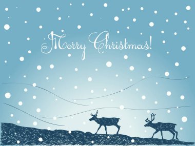 Noel kartı çift reindeers