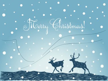 Noel kartı çift reindeers