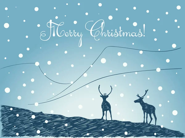 Рождественская открытка с парой оленей — стоковый вектор