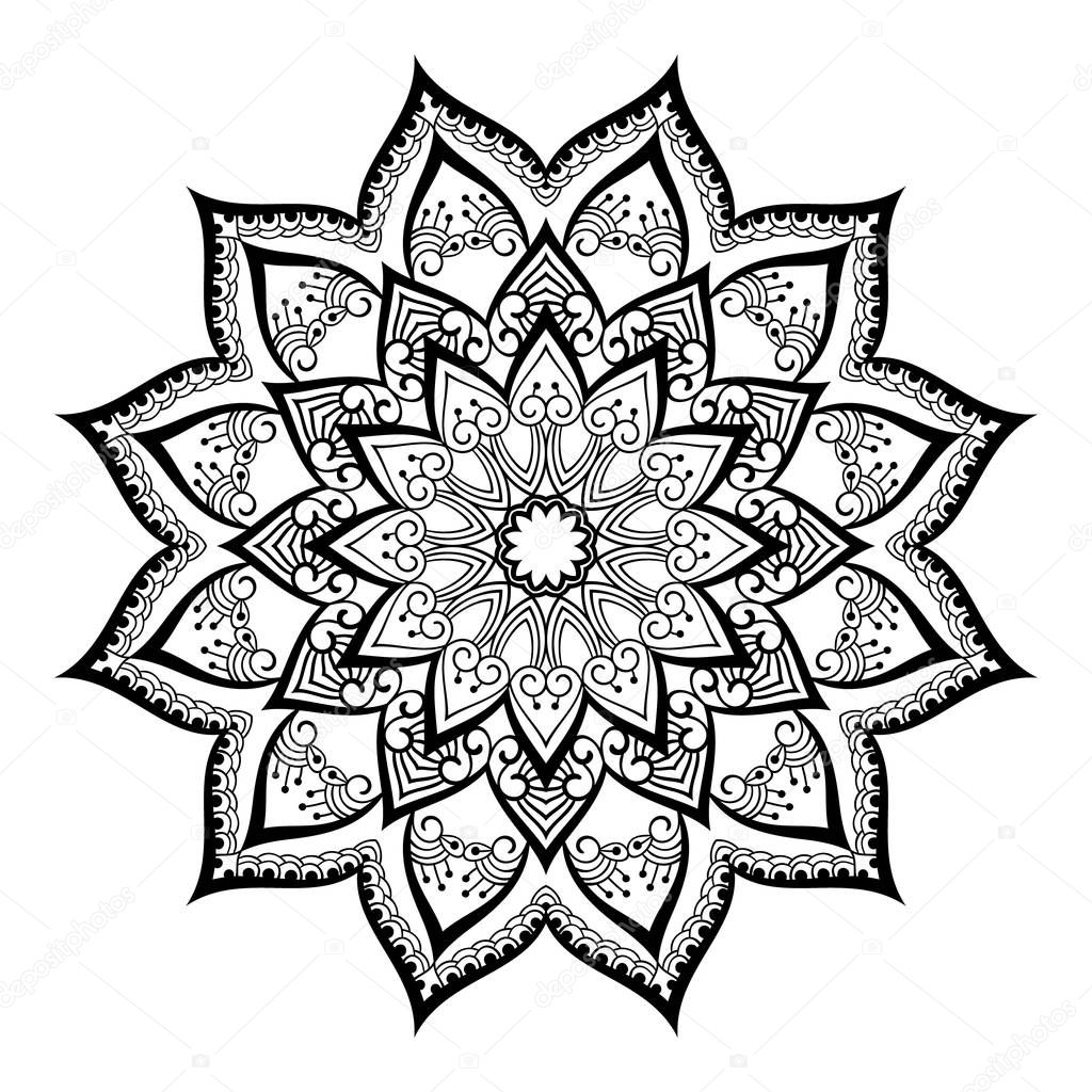 Ornamental mandala for coloring book