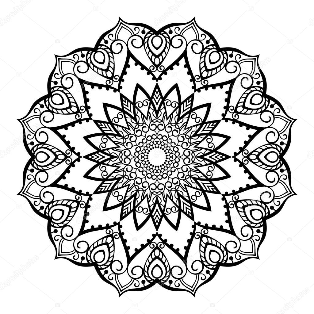 Ornamental mandala for coloring book