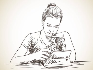 Tablet kullanarak üzerinde duruldu kız