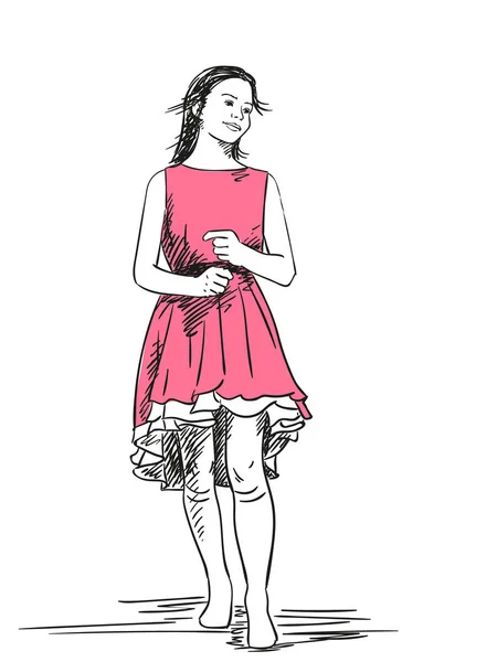 Tienermeisje in mooie jurk — Stockvector