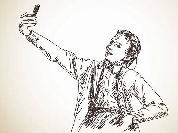 10 代の少女の撮影 selfie — ストックベクタ