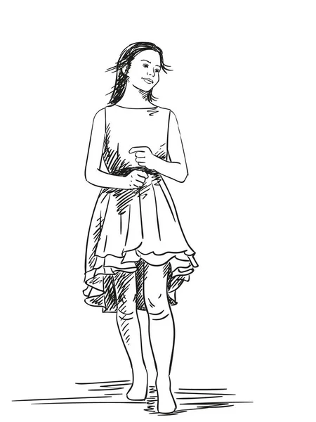 十几岁的女孩在漂亮的裙子 — 图库矢量图片