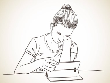 Tablet kullanarak üzerinde duruldu kız