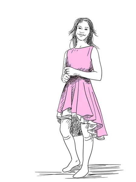 Εφηβικό κορίτσι σε όμορφο φόρεμα — Διανυσματικό Αρχείο