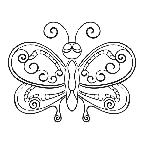 Arte de línea aislada mariposa — Archivo Imágenes Vectoriales