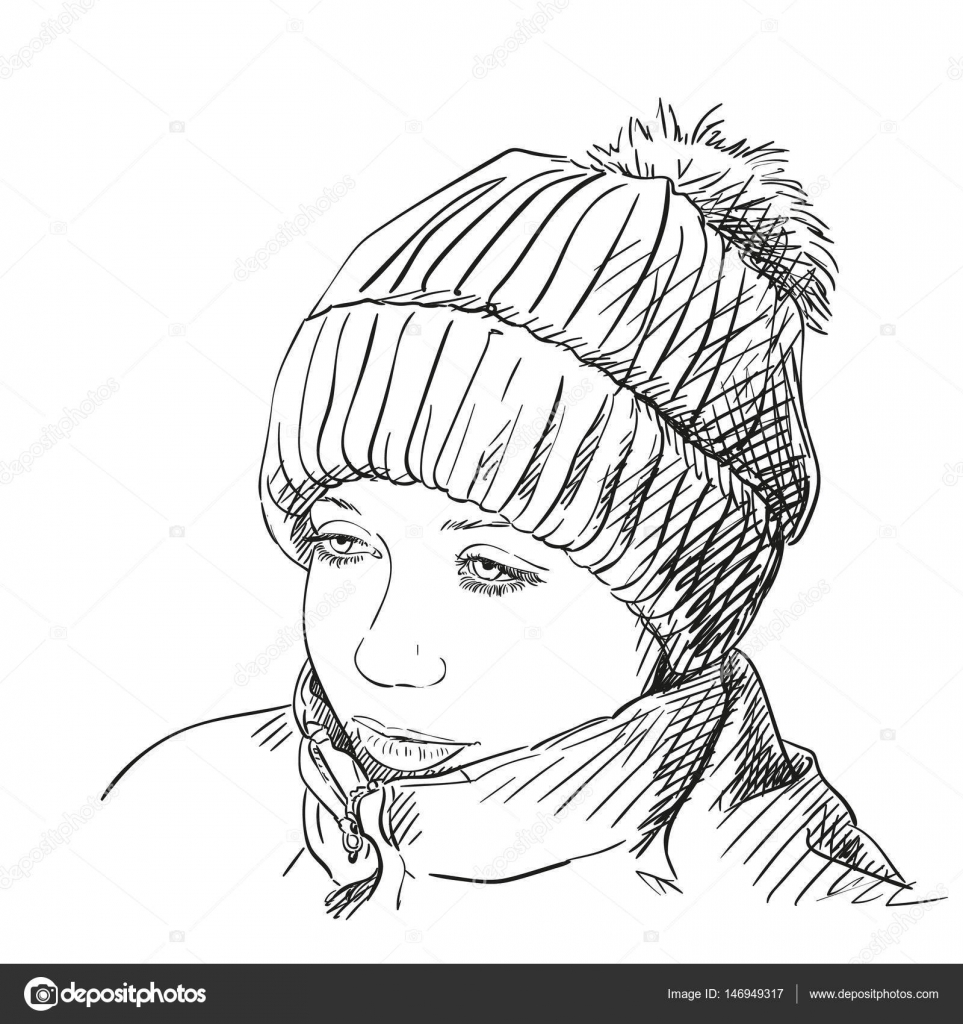 Young girl in winter hat with bubo Stock Vector by ©OlgaTropinina