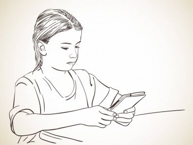 Tablet kullanarak üzerinde duruldu kız