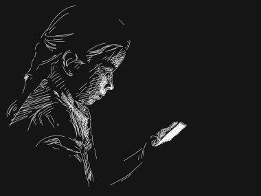 Akıllı telefon kullanan genç kız.