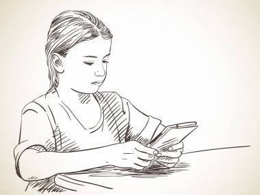 Tablet kullanarak üzerinde duruldu kız