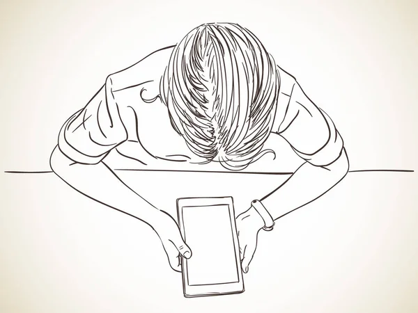 Dívka použití tabletu — Stockový vektor