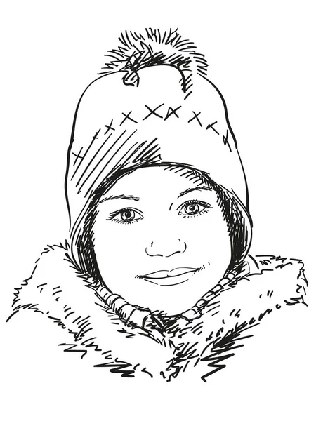 Mladá dívka v zimní čepice — Stockový vektor