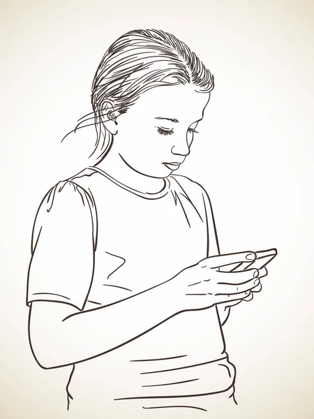 Girl using smart phone — Stock Vector