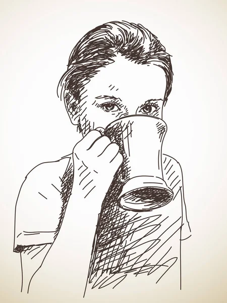 マグカップから飲む女の子 — ストックベクタ