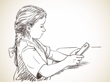 Tablet kullanarak üzerinde duruldu kız