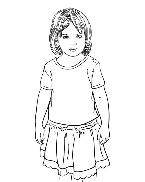 Sketch of little girl — Stock Vector