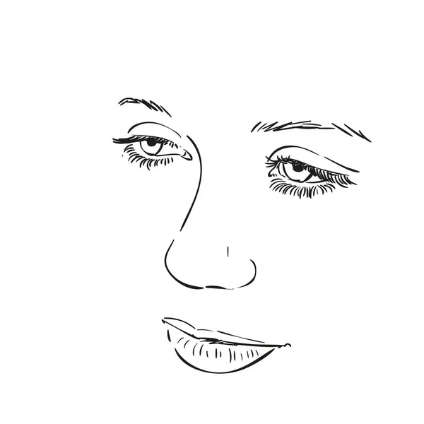 Gesicht des Mädchens, von Hand gezeichnet — Stockvektor
