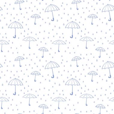 Şemsiye ve yağmur damlaları seamless modeli