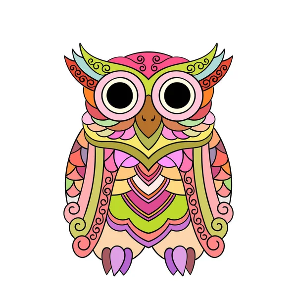 Hand-drawn Ornamental owl — Stock Vector