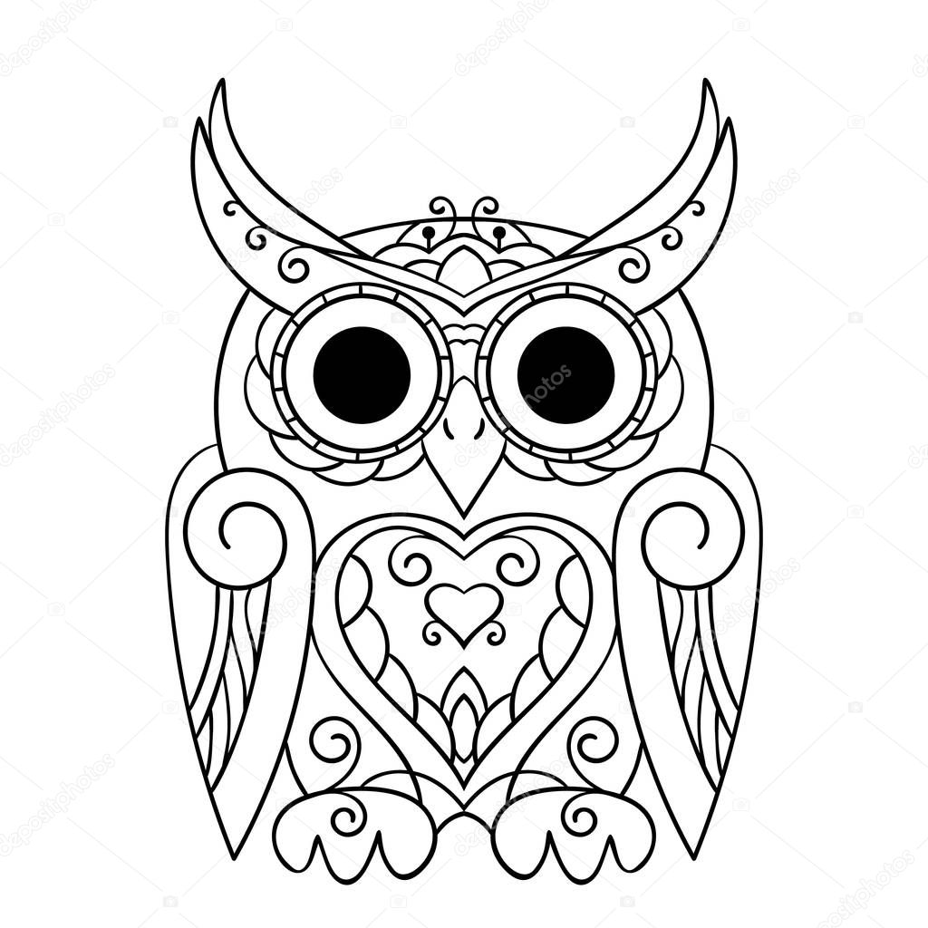 hand-drawn Ornamental owl