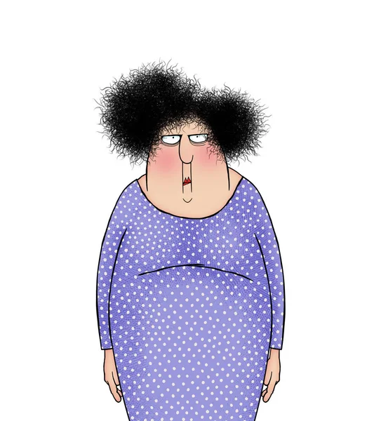 Komik karikatür Lady kızgın hayal kırıklığı bir ifade ile — Stok fotoğraf