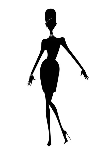 一个短的裙子和高跟鞋的女人的时尚剪影 — 图库照片