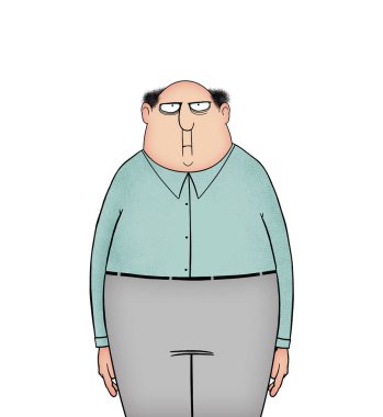 Komik karikatür adam kızgın hayal kırıklığı bir ifade ile