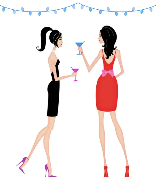 Stilvolle Frauen auf einer Cocktailparty — Stockfoto