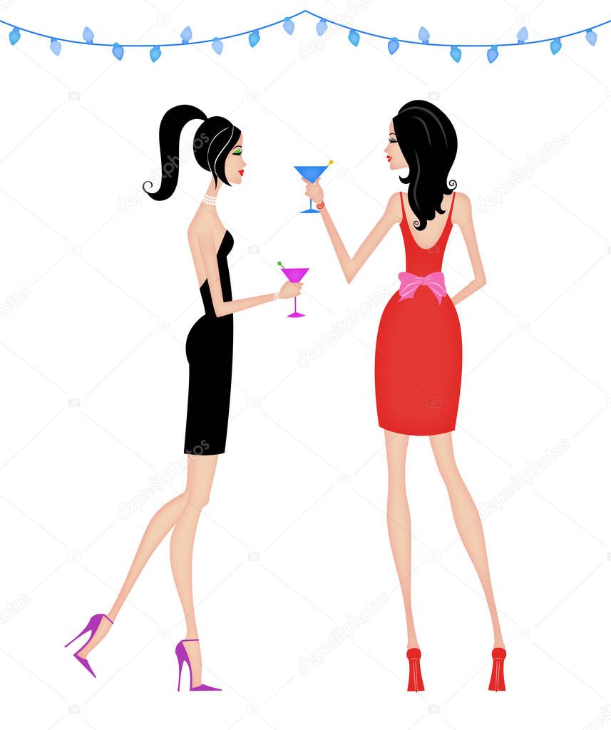 Stylish Women at a Cocktail Party