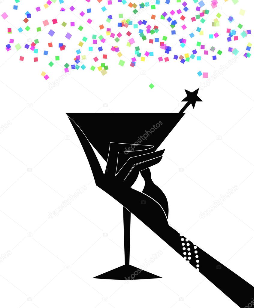 Silhouette of a Woman's Hand Holding a Cocktail