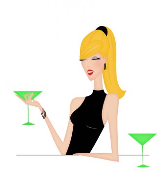 Bir kokteyl akşam sahip şık genç kadın