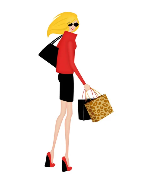 Elegante Shopper girando para olhar por trás dela — Fotografia de Stock