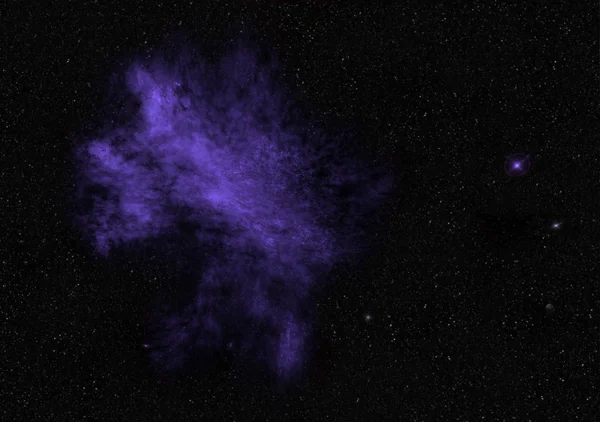 Глубокий космос, ультрафиолетовая туманность и звездные поля Стоковое Фото