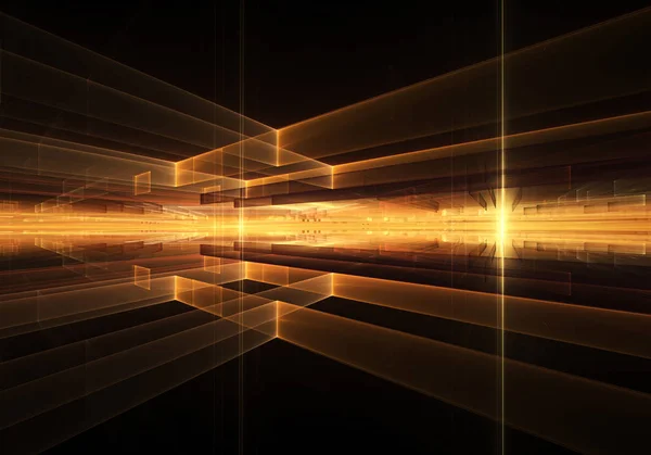 Orizzonte geometrico Fiery con raggi di luce — Foto Stock