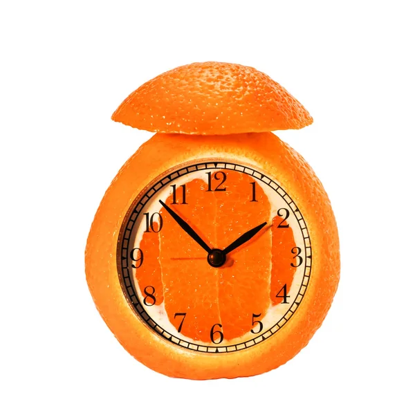 Alarm Clock made of orange fruit — Stock Photo, Image