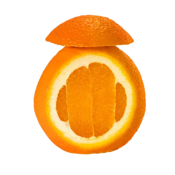 Alarm Clock made of orange fruit on the white background — Stock Photo, Image