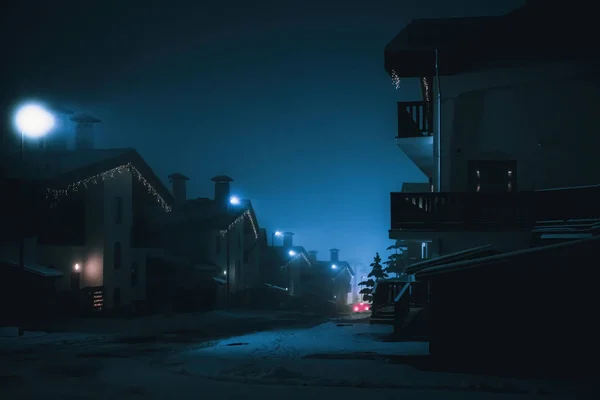 Hegyi Sípálya Havazással Télen Rosa Khutor Szocsi Oroszország — Stock Fotó